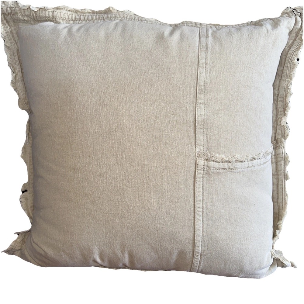 NWT Anthropologie Neutral Raw Hem 22x22in 100% Cotton Pillow‎ Retail $88